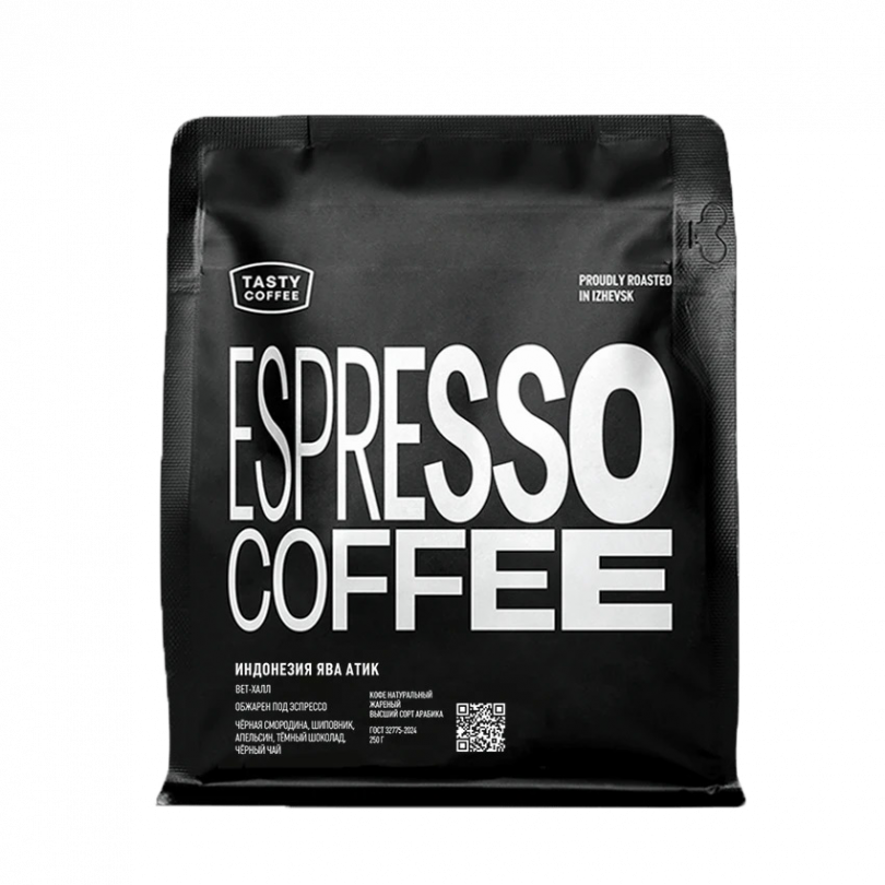 Кофе для эспрессо в зернах "Индонезия Ява Атик"(микролот), 250г, Tasty Coffee