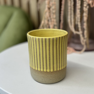 Стакан ручной работы желтый в полоску Fabrica