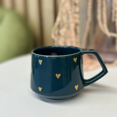 Кружка ручной работы маленькая "Бирюза" с золотом, 200 мл Fabrica